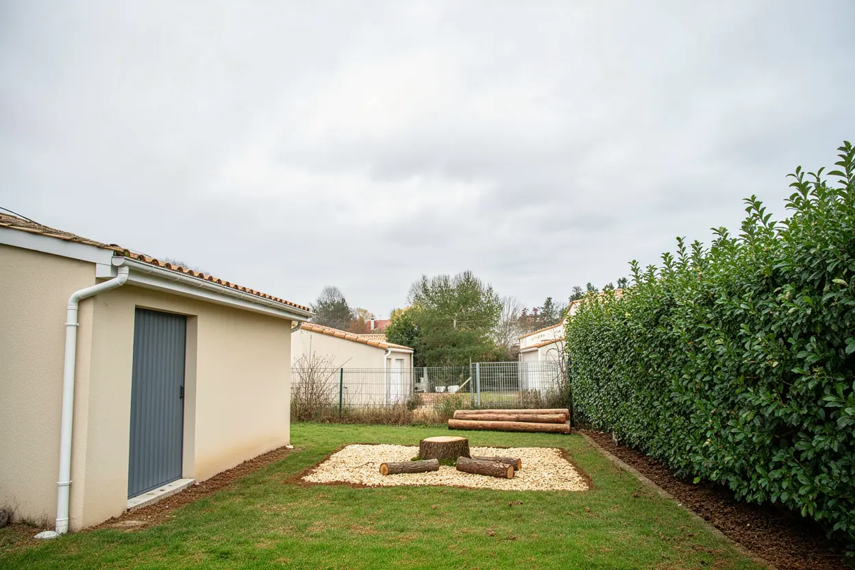 Jardin dégagé après abattage du pin à Périgny